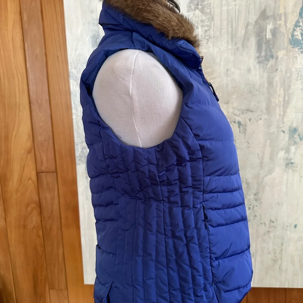Talbots Petite Down Faux Fur Trim Vest Women’s Small P. Bluish Purple! C…